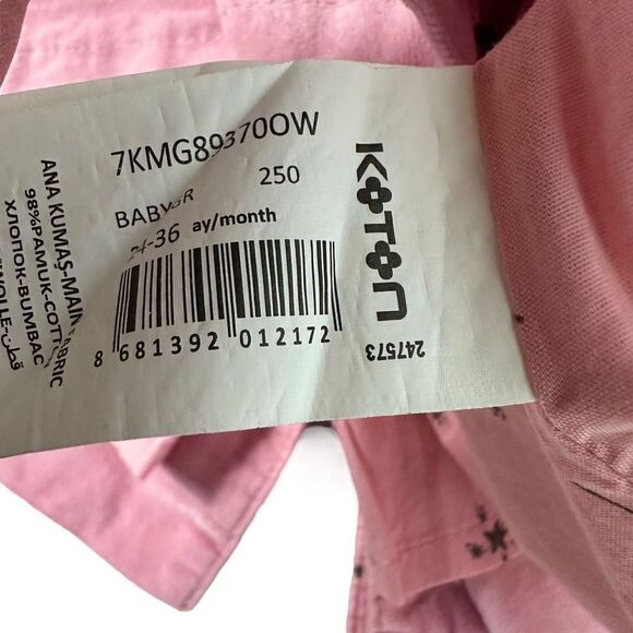 Koton Baby Girl 24-36 Month Pink Velvet Pleated Dress - Picture 6 of 7